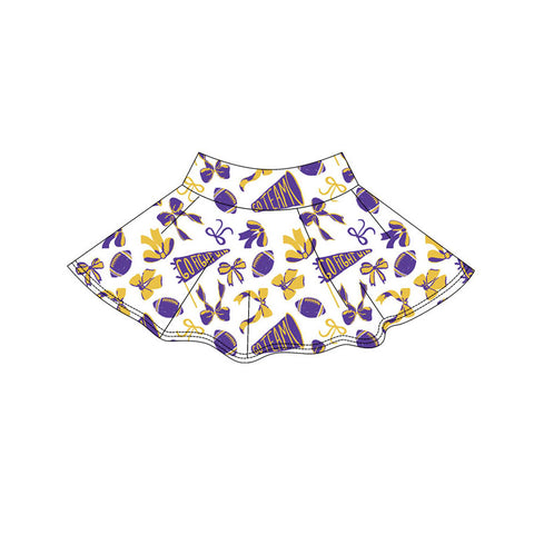Preorder 10.28 MOQ 5 pcs GLK0147 Go Team Football Bows Purple Girls Skorts