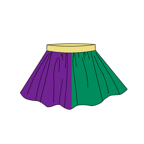Preorder 11.04 MOQ 5 pcs GLK0148 Mardi Gras Purple Green Girls Skirts