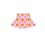 Preorder 11.17 MOQ 5 pcs GLD1388 Love Plaid Yoga Coat Girls Skorts Set