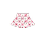 Preorder 11.17 MOQ 5 pcs GLD1389 Bows Love Plaid Pink Yoga Coat Girls Skorts Set