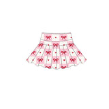 Preorder 11.17 MOQ 5 pcs GLD1389 Bows Love Plaid Pink Yoga Coat Girls Skorts Set