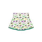 Preorder 11.17 MOQ 5 pcs GLD1396 Mardi Gras Mask Yoga Pullover Girls Skorts Set