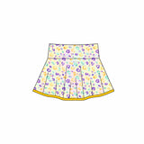 Preorder 11.17 MOQ 5 pcs GLD1400 Mardi Gras Leopard Yoga Pullover Girls Skorts Set