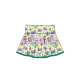 Preorder 11.17 MOQ 5 pcs GLD1401 Mardi Gras Animals Yoga Pullover Girls Skorts Set