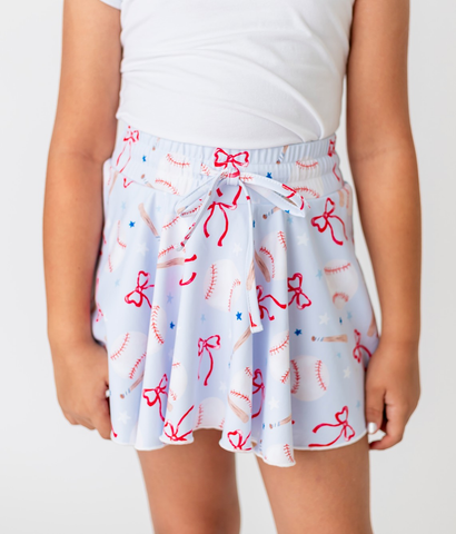 Preorder 11.21 MOQ 5 pcs GLK0169 Baseball Bows Girls Skorts