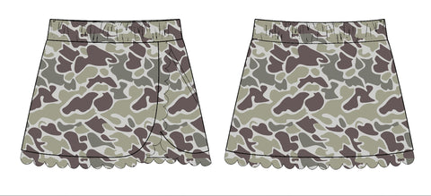 Preorder 11.28 MOQ 5 pcs GLK0171 Hunting Camo Ruffles Yoga Girls Skorts