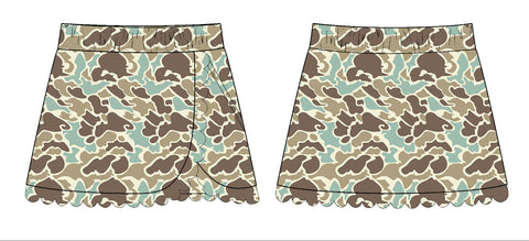 Preorder 11.28 MOQ 5 pcs GLK0174 Hunting Camo Ruffles Yoga Girls Skorts