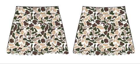 Preorder 11.28 MOQ 5 pcs GLK0176 Hunting Camo Dog Ruffles Yoga Girls Skorts
