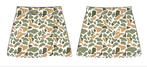 Preorder 11.28 MOQ 5 pcs GLK0177 Hunting Camo Dog Ruffles Yoga Girls Skorts