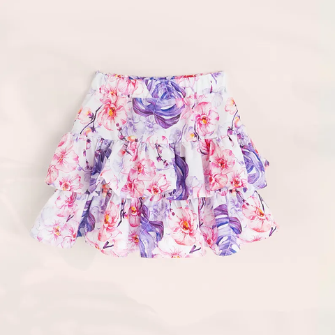 Preorder 12.06 MOQ 5 pcs GLK0188 Flower Purple Ruffles Cake Girls Skirt