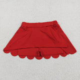 GLK0235 Red Scallop Edge Yoga Girls Skorts