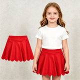 GLK0235 Red Scallop Edge Yoga Girls Skorts