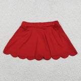 GLK0235 Red Scallop Edge Yoga Girls Skorts