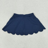 GLK0236 Navy Blue Scallop Edge Yoga Girls Skorts