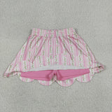 GLK0238 Flower Pink Scallop Edge Girls Skorts