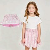 GLK0238 Flower Pink Scallop Edge Girls Skorts