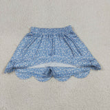 GLK0239 Flower Floral Blue Color Scallop Edge Girls Skorts