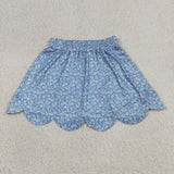 GLK0239 Flower Floral Blue Color Scallop Edge Girls Skorts