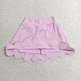 GLK0268 Lilac Solid Color Scallop Edge Yoga Girls Skorts
