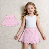 GLK0268 Lilac Solid Color Scallop Edge Yoga Girls Skorts