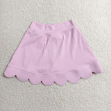 GLK0268 Lilac Solid Color Scallop Edge Yoga Girls Skorts