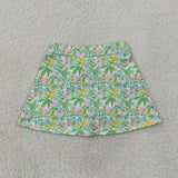 GLK0311 Summer Flower Beach Green Yoga Girls Skorts