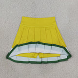 GLK0319 Solid Color Yellow Yoga Pleated Girls Skorts