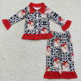 GLP0458 Christmas Santa Red Girl's Pajamas