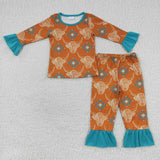 GLP0511 Western Cow Girl's Pajamas Set