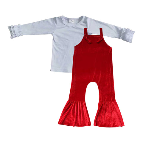 GLP0557 Christmas Red White Golden Velvet Girl's set