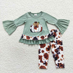 GLP0578 Embroidery Western Pumpkin Girl's set