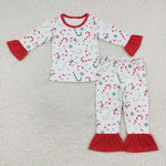 GLP0610 Christmas Candy Cane Girl's Pajamas Set