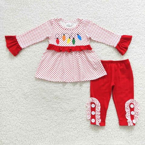 GLP0614 Colored lights Red Stripe Girl's Set