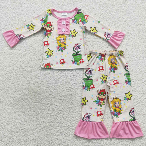 GLP0649 Cartoon Princess Girl's Pajamas Set