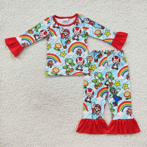 GLP0668 Rainbow Cartoon Girl's Pajamas Set