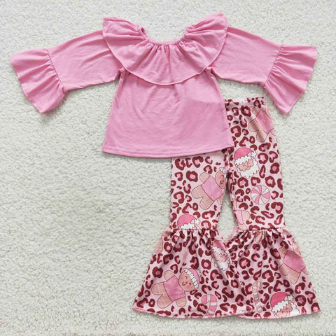 GLP0673 Christmas Gingerbread Pink Leopard Girl's Set