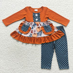 GLP0682 Boutique Pumpkin Fall Pockets Girl's Set