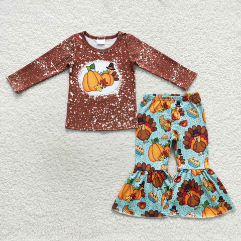 GLP0683 Turkey Pumpkin Brown Girl's Set