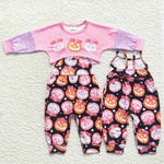 GLP0686 Pumpkin Flower Pink Jumpsuit 2 pcs Girl's Set