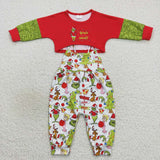 GLP0687 Christmas Red Jumpsuit 2 pcs Girl's Set