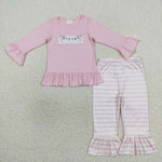 GLP0694 Embroidery Colored lights line man Pink Girl's Set