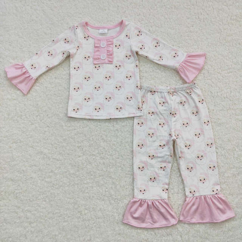 GLP0695 Santa Pink Girl's Pajamas Set
