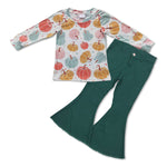 GLP0703 Pumpkin Green Jeans 2 Pcs Girl's Set