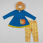 GLP0720 Embroidery Turkey Flower Scarf Girl's Set