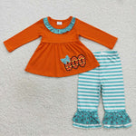 GLP0721 Embroidery Pumpkin BOO Girl's Set