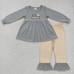 GLP0724 Embroidery Duck Duck Goose Grey Girl's Set