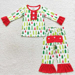 GLP0725 Christmas Trees Girl Pajamas Set