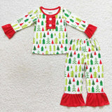 GLP0725 Christmas Trees Girl Pajamas Set