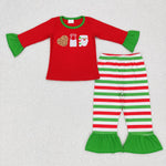 GLP0726 Embroidery Christmas Santa Cookie Girl's Pajamas