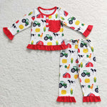 GLP0755 Farm Red Girl Pajamas Set